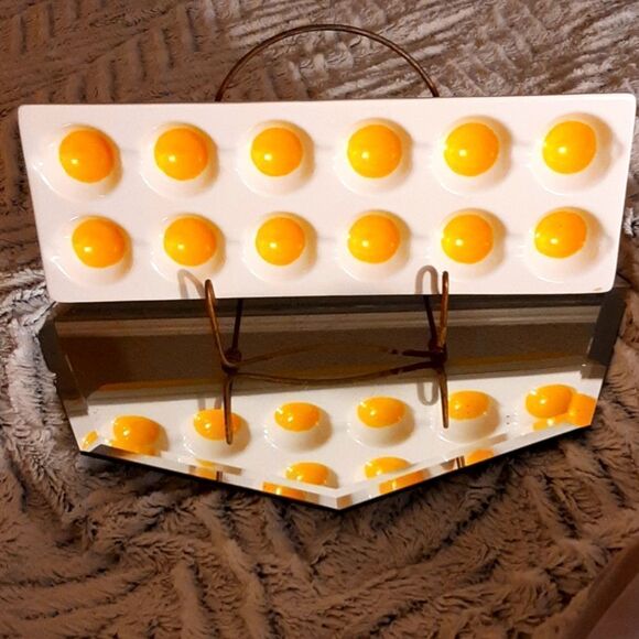 COUNTER ART Yellow Egg Tray  Ceramic‎ - Picture 1 of 6